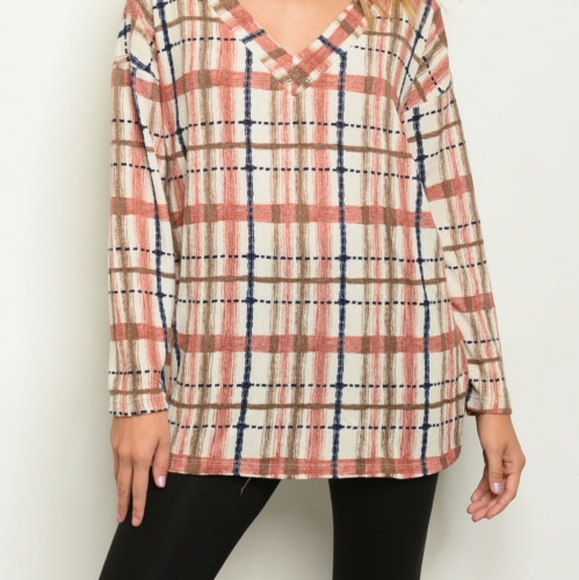 Mauve checkered tunic top - Picture 3 of 4